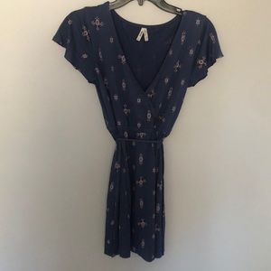 floral wrap front mini dress